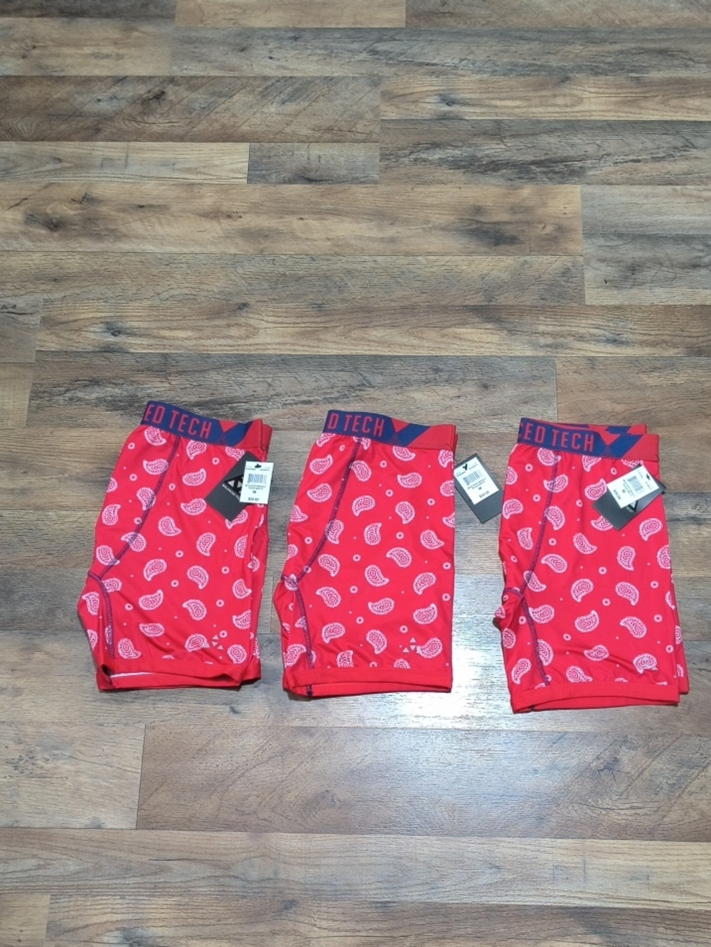 TechRed Men's Red Paisley Boxer Briefs - 3 Pack
